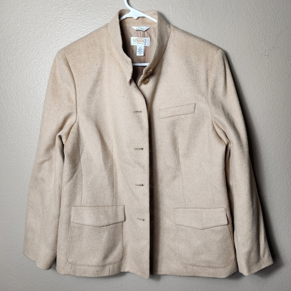 Talbots Petite Vintage 100% Camel Hair Tan Buttonfront Office Jacket-Size 12P - Picture 3 of 8